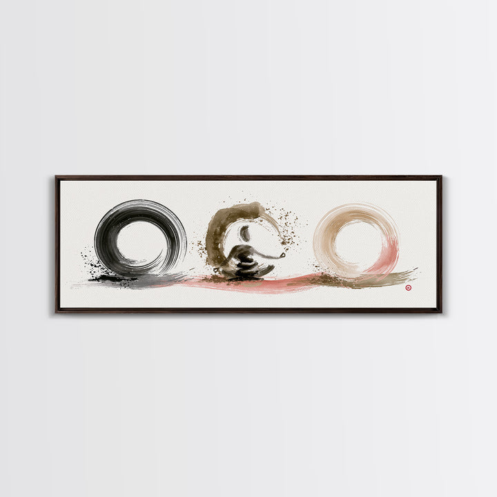 Minimal Zen Circle Brushstroke Canvas Print, Spa Art, Room Decor, Spa Decor, Fine Art, Serenity, Nature Prints, Travel Poster, SPA-3x1-48