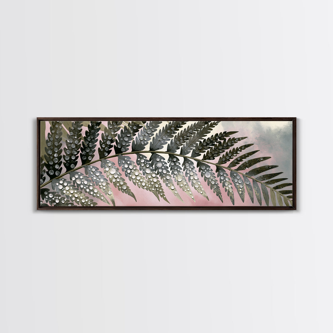 Fern Leaf Closeup Framed Canvas Print, Spa Art, Botanical Art, Spa Decor, Oil Painting, Serenity, Fashion Wall Art, SPA-3x1-51