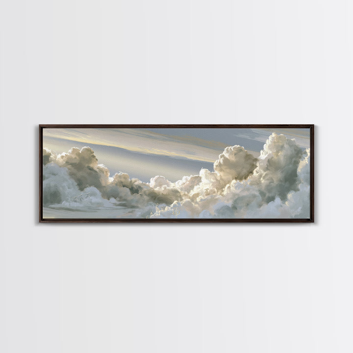 Soft Cloudscape in Cream and Sage Framed Canvas Print, Spa Art, Esthetician Decor, Spa Decor, Fine Art, Serenity, Room Decor, SPA-3x1-53