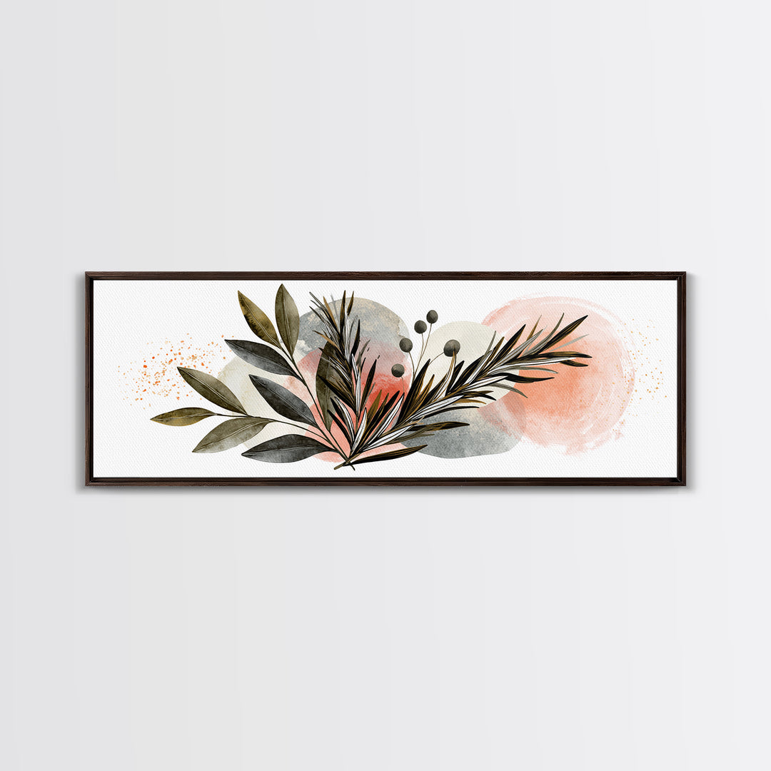 Botanical Herbal Arrangement Canvas Print, Spa Art, Tarot Card Art, Spa Decor, Watercolor Art, Serenity, Textured Painting, SPA-3x1-54