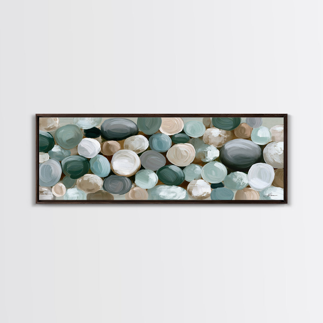 Pebble Texture Abstract Framed Canvas Print, Spa Art, Wall Decor, Spa Decor, Serenity, Minimalist Art, Feminine Wall Art, SPA-3x1-55
