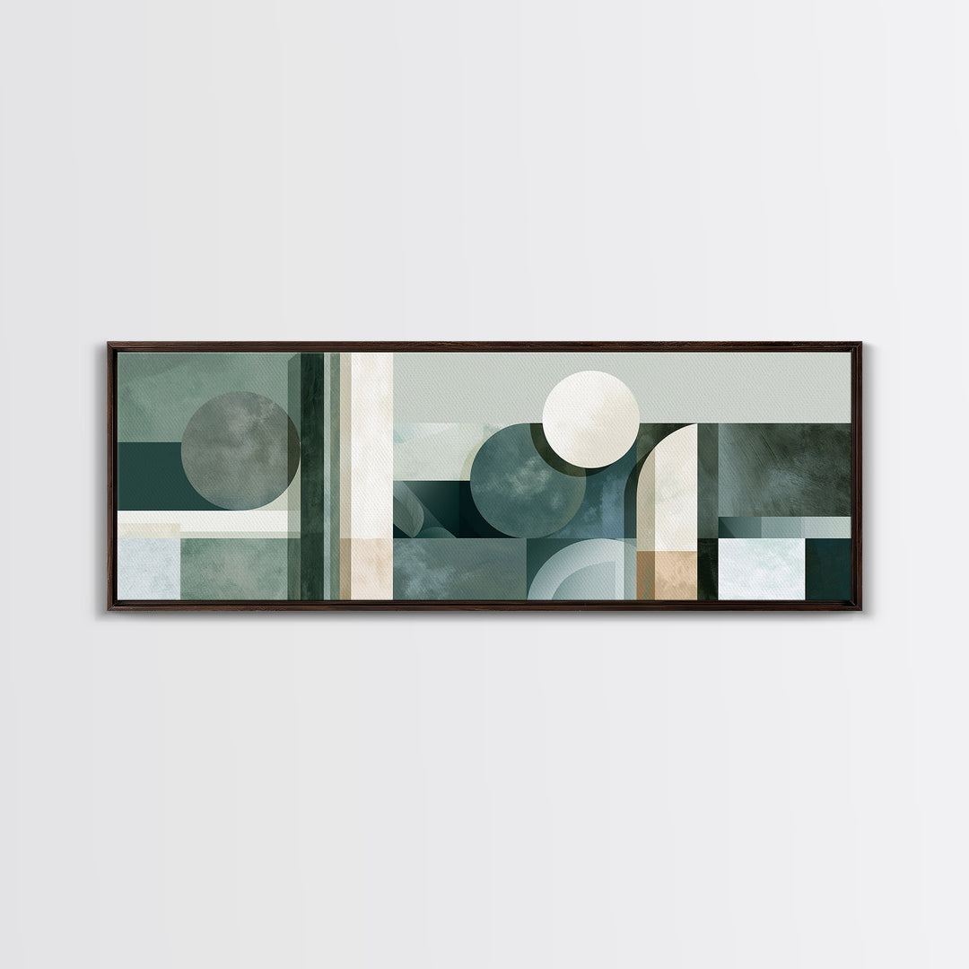 Sage and Ivory Geometric Calm Composition Canvas Print, Spa Art, Hair Salon Wall Art, Spa Decor, Abstract Art, Serenity, SPA-3x1-61