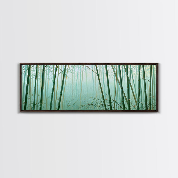 Misty Bamboo Forest Framed Canvas Print, Spa Art, Gallery Decor, Spa Decor, Fine Art, Serenity, Wall Art, Home Decor, SPA-3x1-69