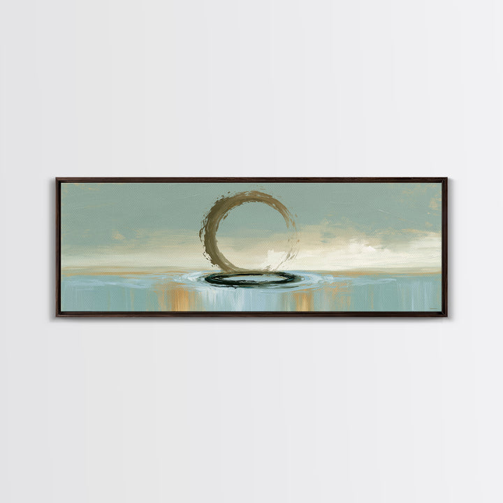 Minimal Zen Circle Brushstroke Framed Canvas Print, Spa Art, Art, Spa Decor, Fine Art, Serenity, Abstract Print, Minimalist Art, SPA-3x1-72