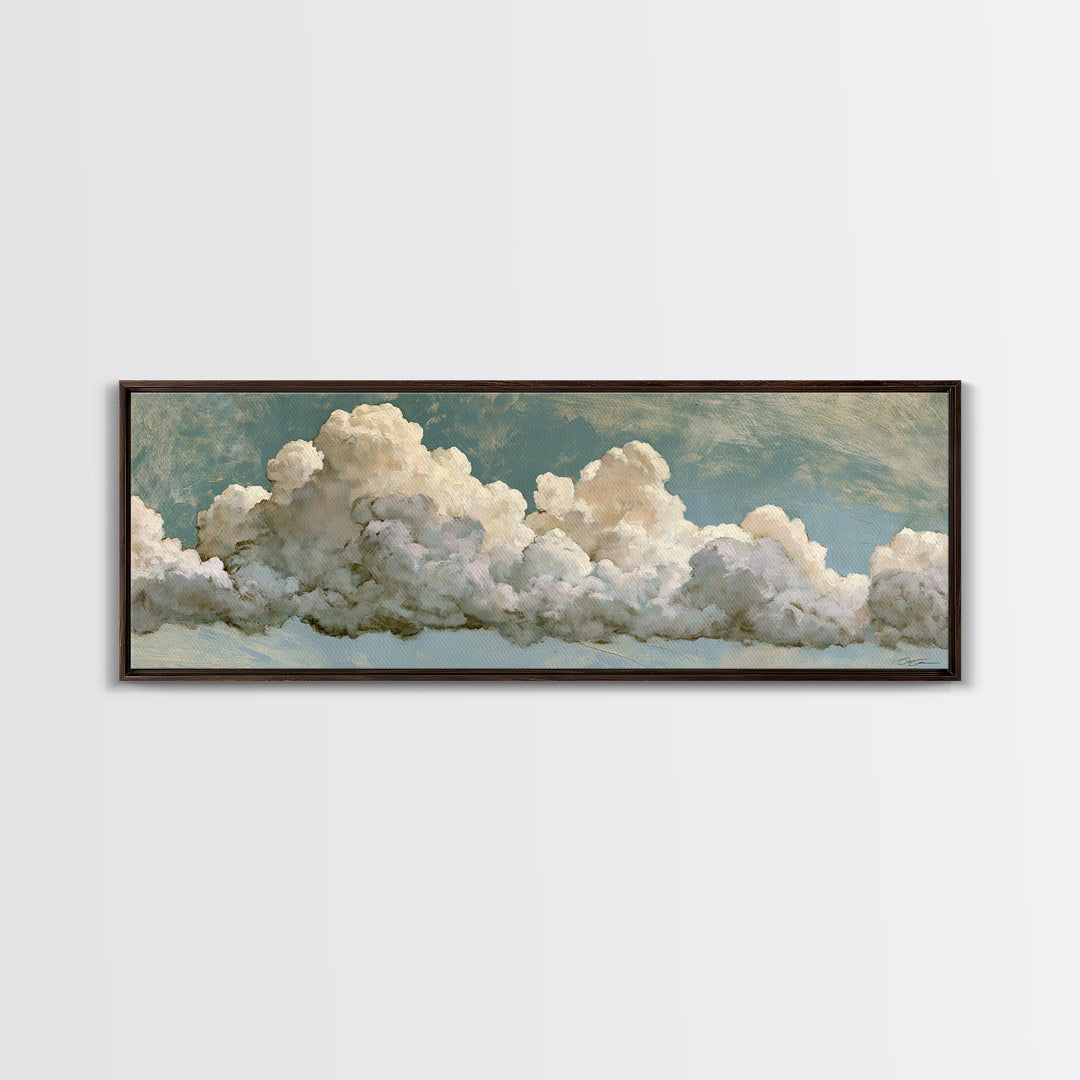 Soft Cloudscape in Cream and Sage Framed Canvas Print, Spa Art, Esthetician Decor, Spa Decor, Fine Art, Serenity, Room Decor, SPA-3x1-77