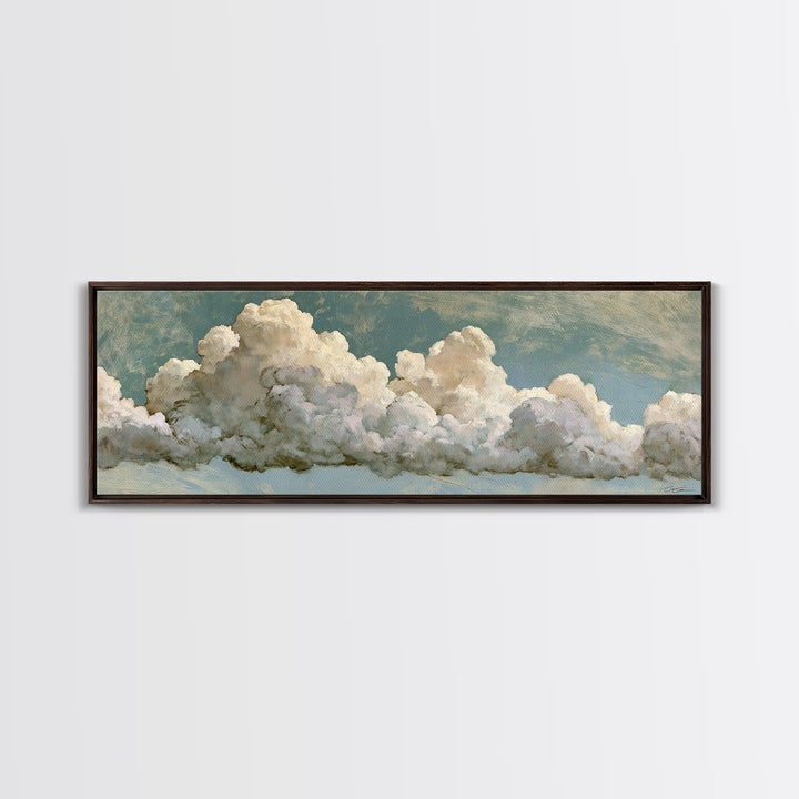 Soft Cloudscape in Cream and Sage Framed Canvas Print, Spa Art, Esthetician Decor, Spa Decor, Fine Art, Serenity, Room Decor, SPA-3x1-77