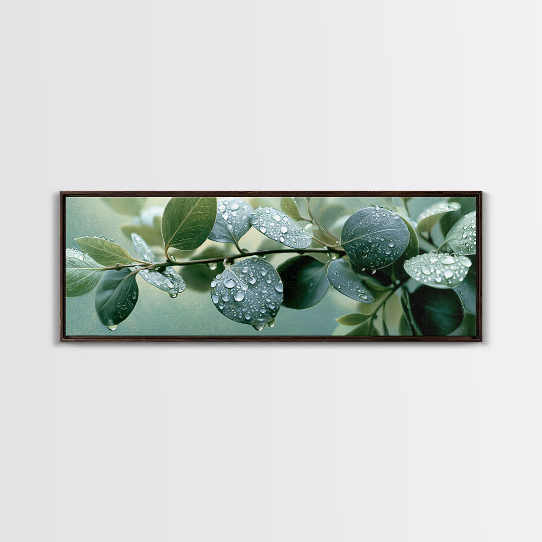 Rain on Leaves Canvas Print, Spa Art, Printable Wall Art, Spa Decor, Serenity, Feminine Wall Art, Fine Art Photography, SPA-3x1-80