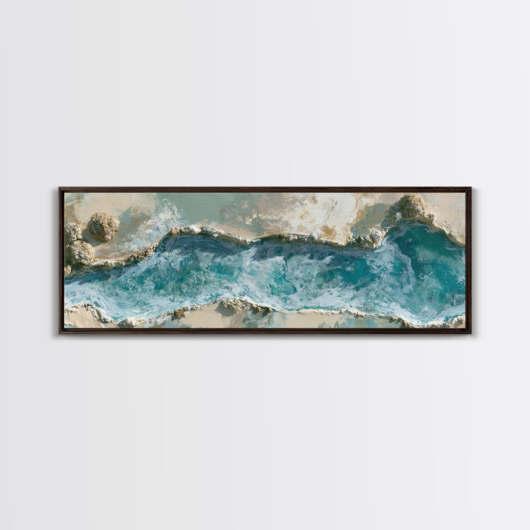 Blue Lagoon Water Seen from Above Framed Canvas Print, Spa Art, Printable Art, Spa Decor, Serenity, Fine Art Photography, SPA-3x1-84