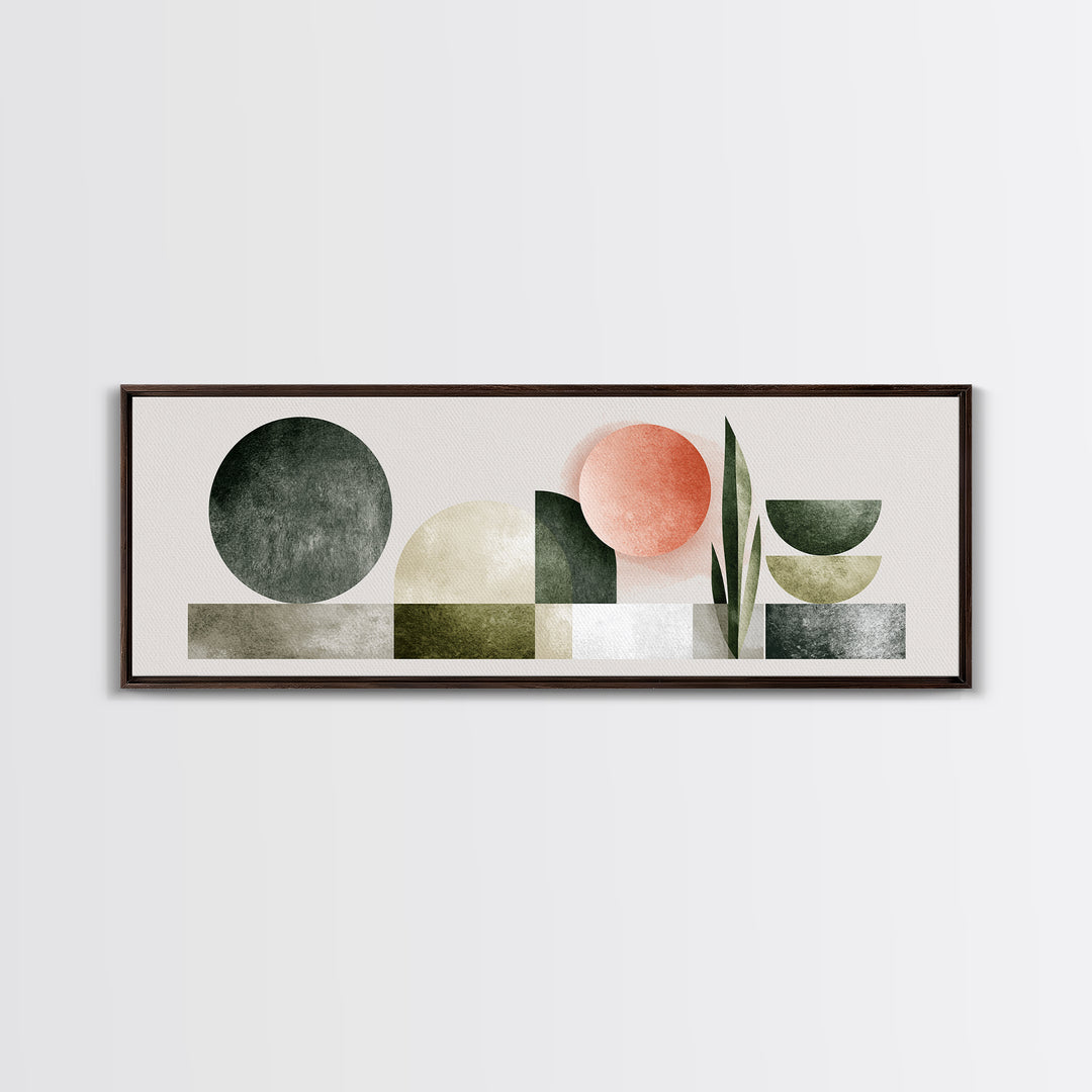 Sage and Ivory Geometric Calm Composition Canvas Print, Spa Art, Hair Salon Wall Art, Spa Decor, Abstract Art, Serenity, SPA-3x1-85