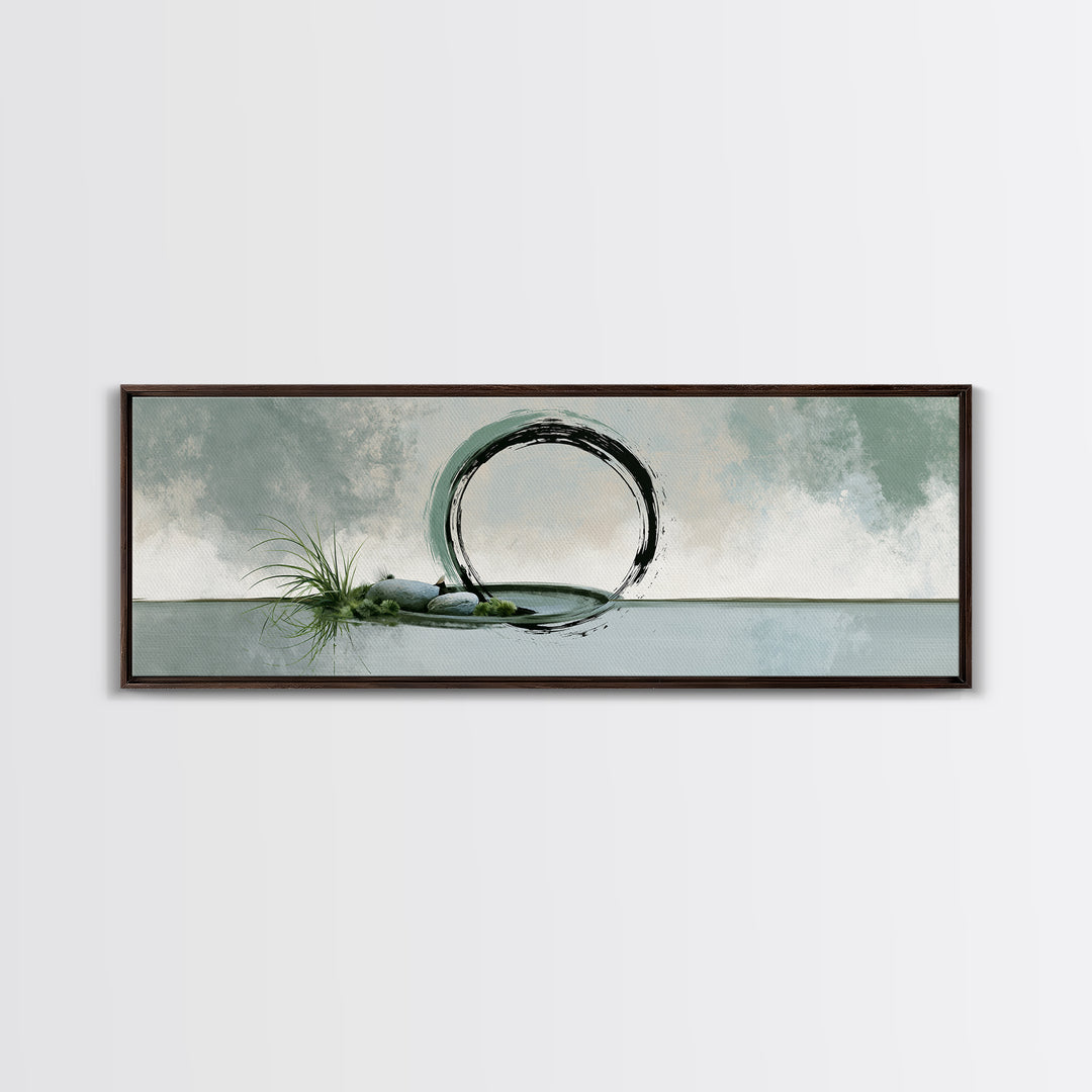 Minimal Zen Circle Brushstroke Canvas Print, Spa Art, Room Decor, Spa Decor, Fine Art, Serenity, Nature Prints, Travel Poster, SPA-3x1-96