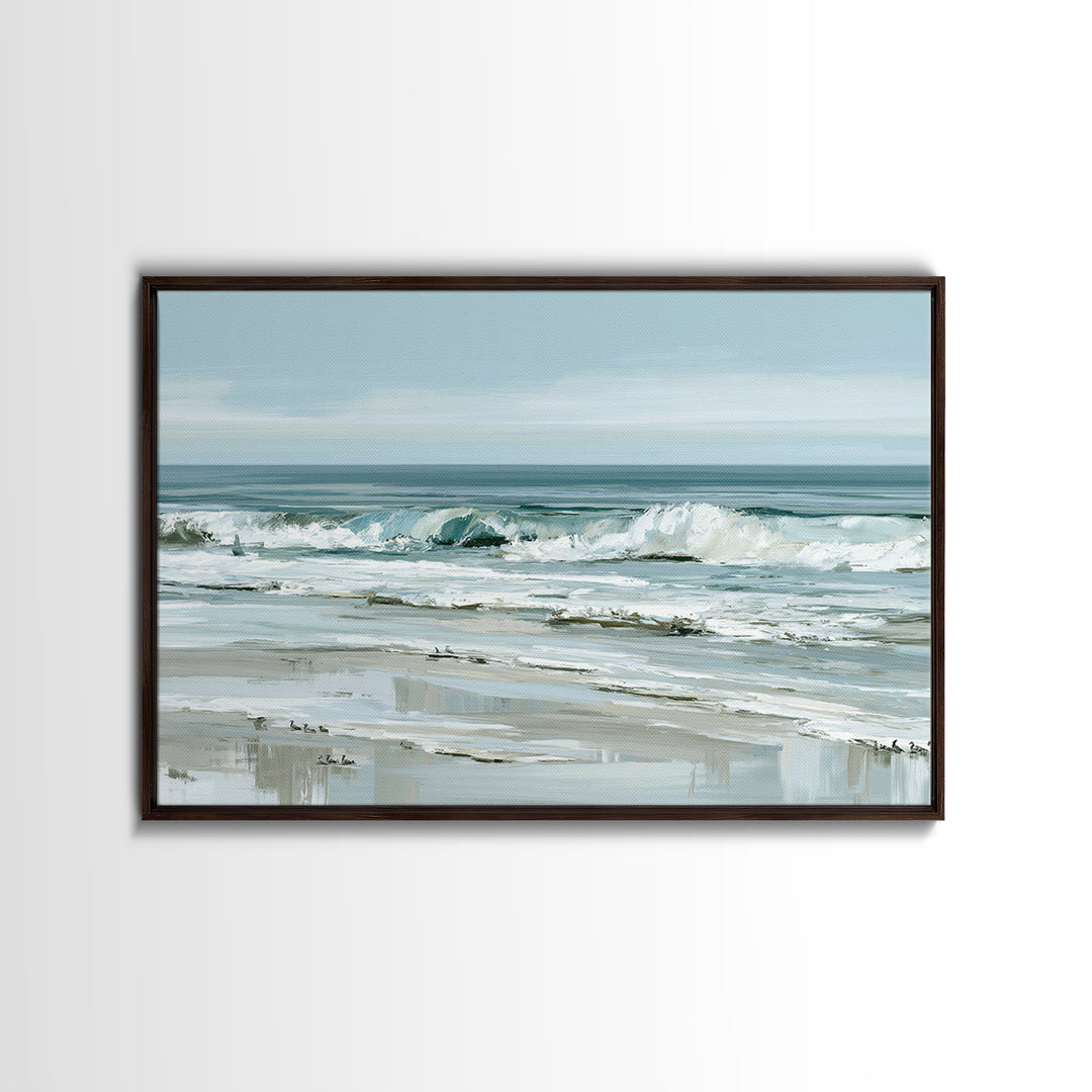 Coastal Horizon in Muted Spa Blues Canvas Print, Spa Art, Animal Art, Spa Decor, Serenity, Gallery Decor, Neutral Decor, SPA-3x2-62