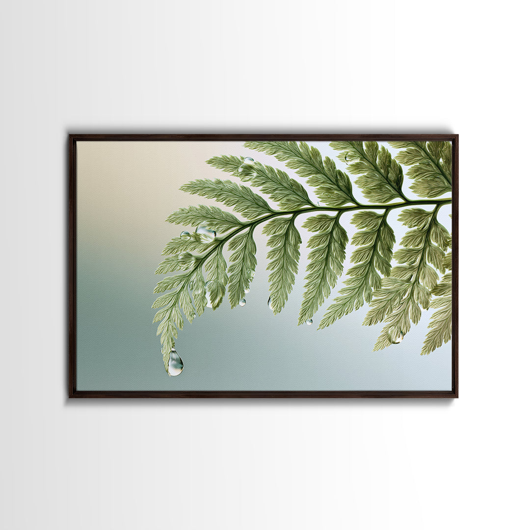 Fern Leaf Closeup Framed Canvas Print, Spa Art, Salon Decor, Spa Decor, Oil Painting, Serenity, Statement Artwork, Boho Decor, SPA-3x2-63