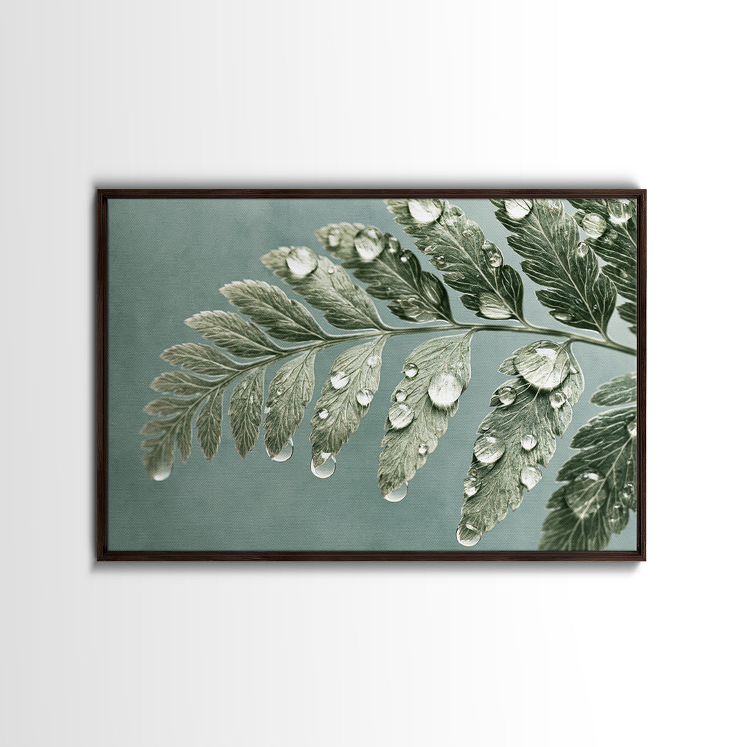 Fern Leaf Closeup Framed Canvas Print, Spa Art, Art, Spa Decor, Serenity, Abstract Print, Minimalist Art, Feminine Wall Art, SPA-3x2-87