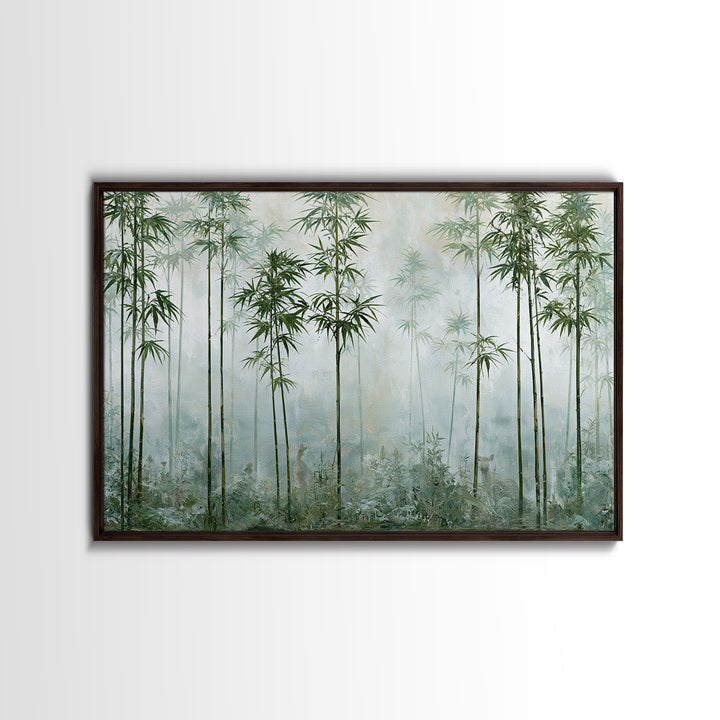 Misty Bamboo Forest Framed Canvas Print, Spa Art, Salon Decor, Spa Decor, Oil Painting, Serenity, Statement Artwork, Boho Decor, SPA-3x2-9
