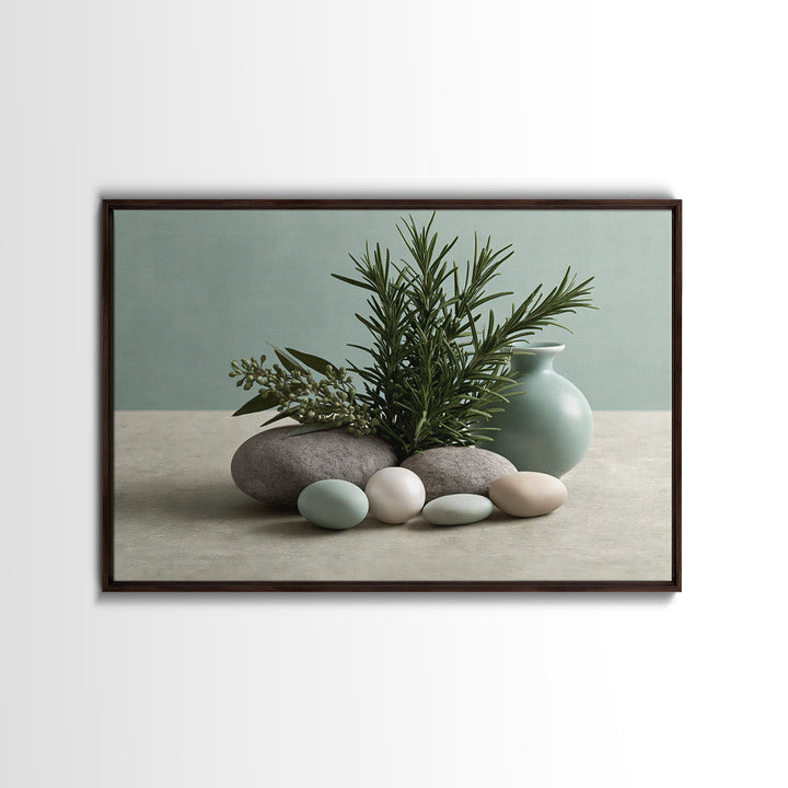 Botanical Herbal Arrangement Framed Canvas Print, Spa Art, Teen Girl Room Decor, Spa Decor, Fine Art, Serenity, Luxury Decor, SPA-3x2-90