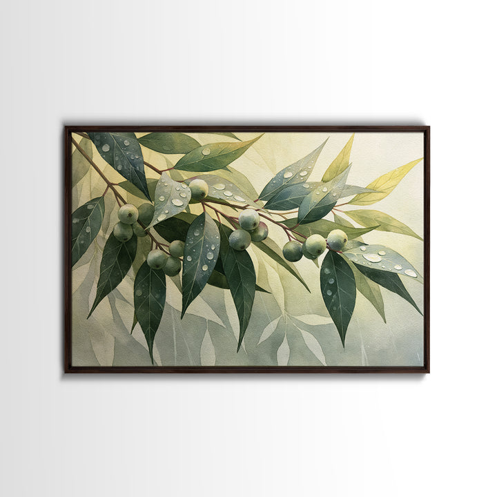 Rain on Leaves Framed Canvas Print, Spa Art, Printable Wall Art, Spa Decor, Serenity, Feminine Wall Art, Fine Art Photography, SPA-3x2-92