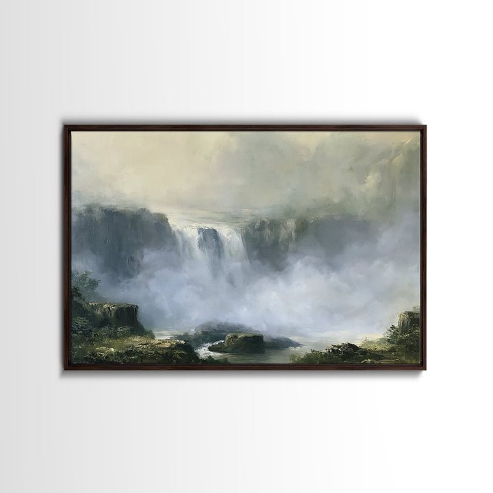 Serene Waterfall with Mist Canvas Print, Spa Art, Dog Canvas, Spa Decor, Abstract Art, Serenity, Art Print, Room Decor, SPA-3x2-94