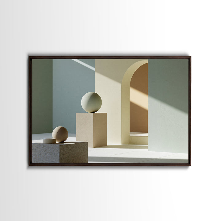 Sage and Ivory Geometric Calm Composition Framed Canvas Print, Spa Art, Luxury Decor, Spa Decor, Abstract Art, Serenity, SPA-3x2-97