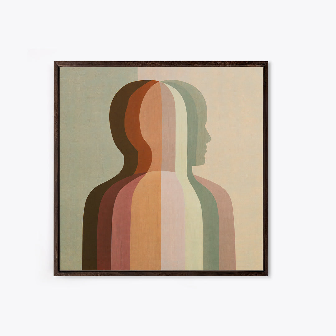 Chakra Inspired Figure in Soft Colors Framed Canvas Print, Spiritual Art, Black Art, Living Room Decor, Fine Art, Spirit, SPI-1x1-7