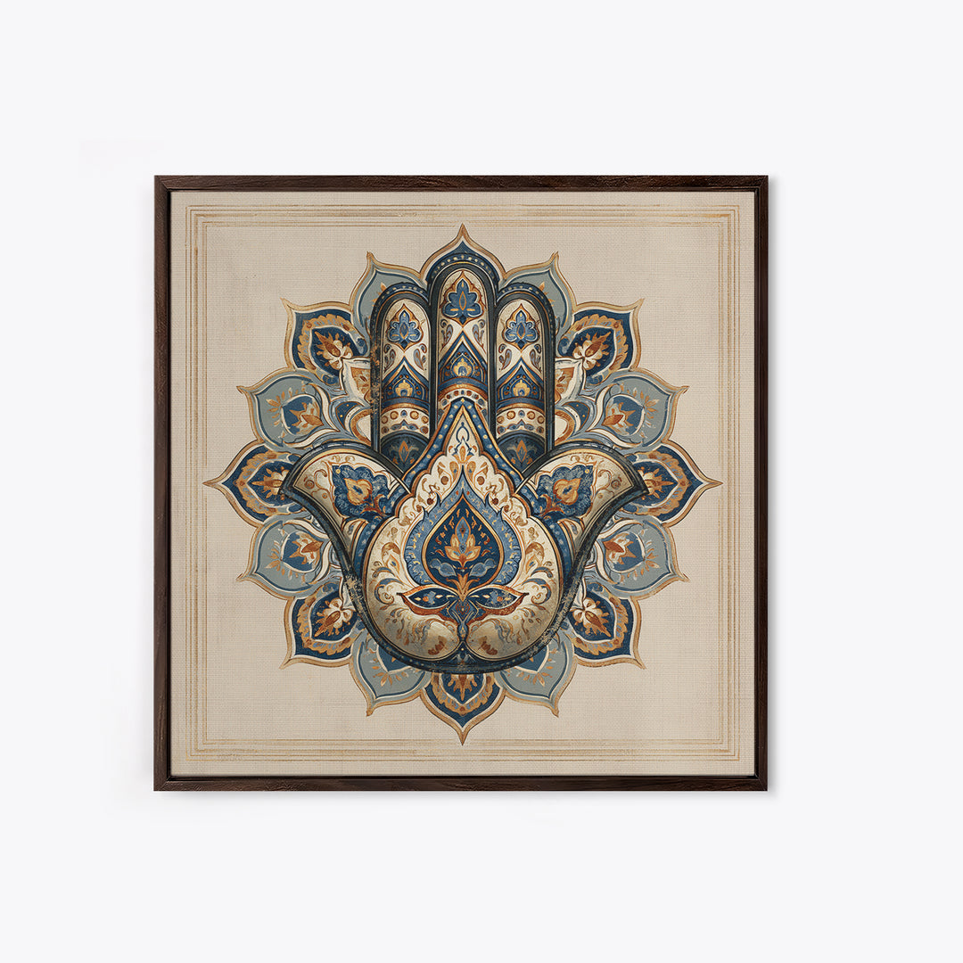 Protective Hand Motif Framed Canvas Print, Spiritual Art, Neutral Decor, Living Room Decor, Fine Art, Spirit, Wall Decor, SPI-1x1-71