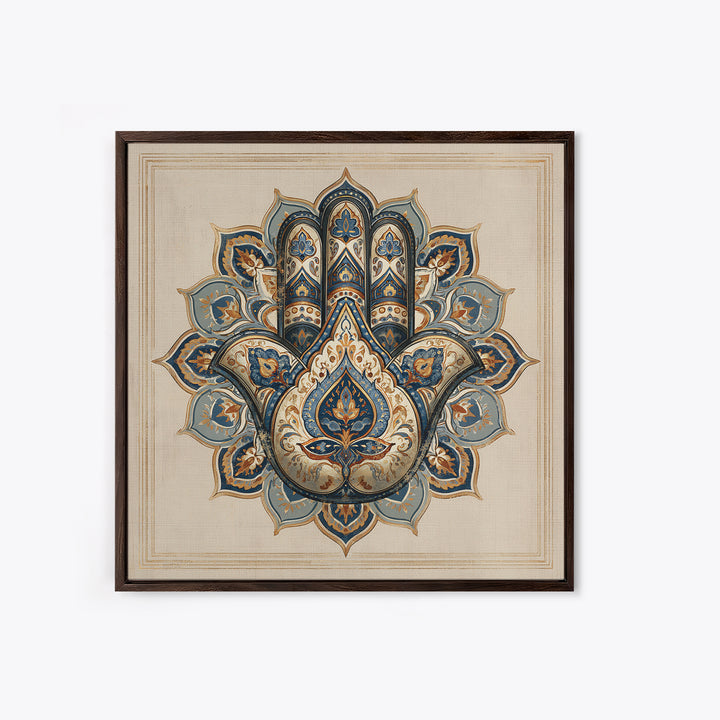 Protective Hand Motif Framed Canvas Print, Spiritual Art, Neutral Decor, Living Room Decor, Fine Art, Spirit, Wall Decor, SPI-1x1-71