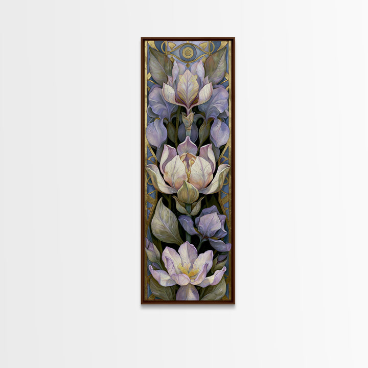 Third Eye Symbol Surrounded by Flowers Canvas Print, Spiritual Art, Wall Art, Living Room Decor, Oil Painting, Spirit, SPI-1x3-18