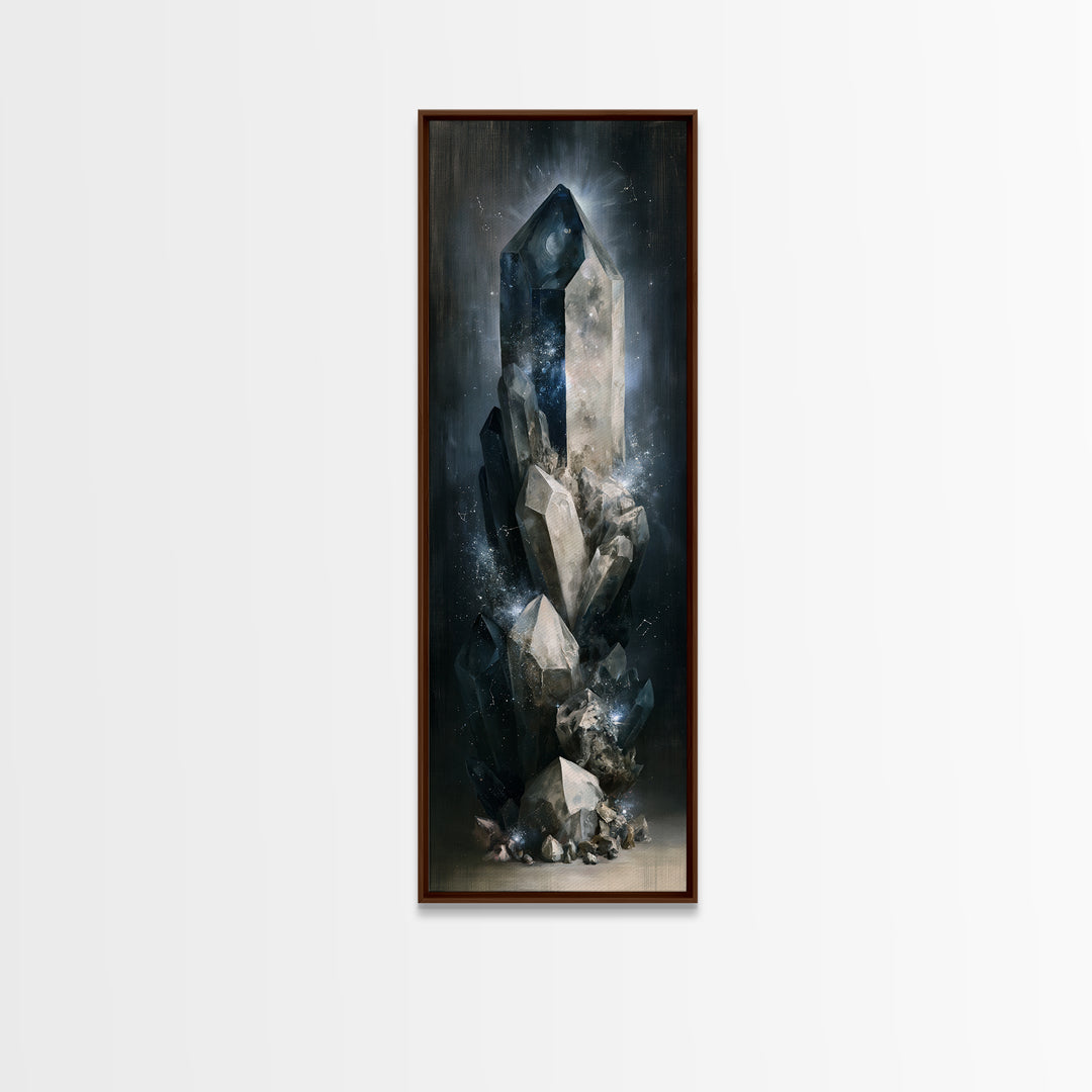 Crystal Cluster with Moonlight Reflections Canvas Print, Spiritual Art, Room Decor, Living Room Decor, Fine Art, Spirit, SPI-1x3-49