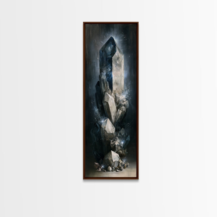 Crystal Cluster with Moonlight Reflections Canvas Print, Spiritual Art, Room Decor, Living Room Decor, Fine Art, Spirit, SPI-1x3-49