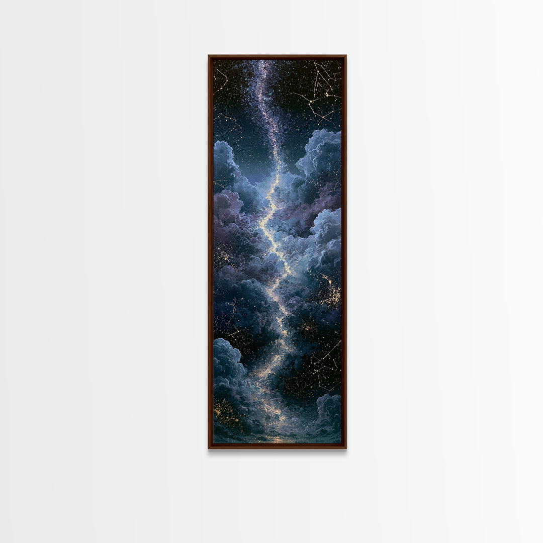 Celestial Staircase Through Clouds Framed Canvas Print, Spiritual Art, Wall Art Prints, Living Room Decor, Fine Art, Spirit, SPI-1x3-53