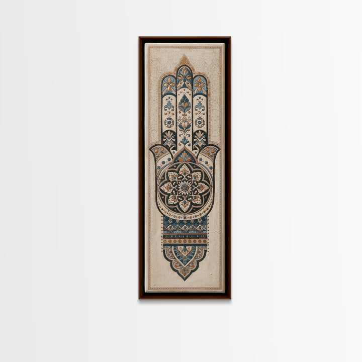 Protective Hand Motif Canvas Print, Spiritual Art, Poster, Living Room Decor, Spirit, Framed Wall Art, Canvas Wall Art, SPI-1x3-59
