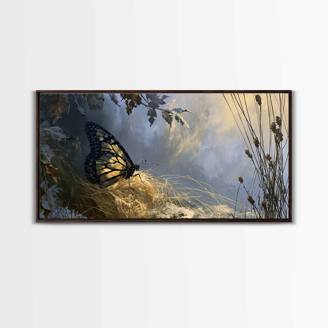 Butterfly Transformation Scene Framed Canvas Print, Spiritual Art, Trendy Wall Art, Living Room Decor, Fine Art, Spirit, SPI-2x1-11