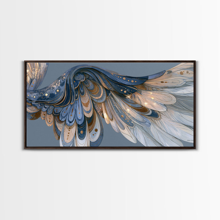 Angel Wings Emerging from Warm Light Canvas Print, Spiritual Art, Boho Wall Art, Living Room Decor, Oil Painting, Spirit, SPI-2x1-21