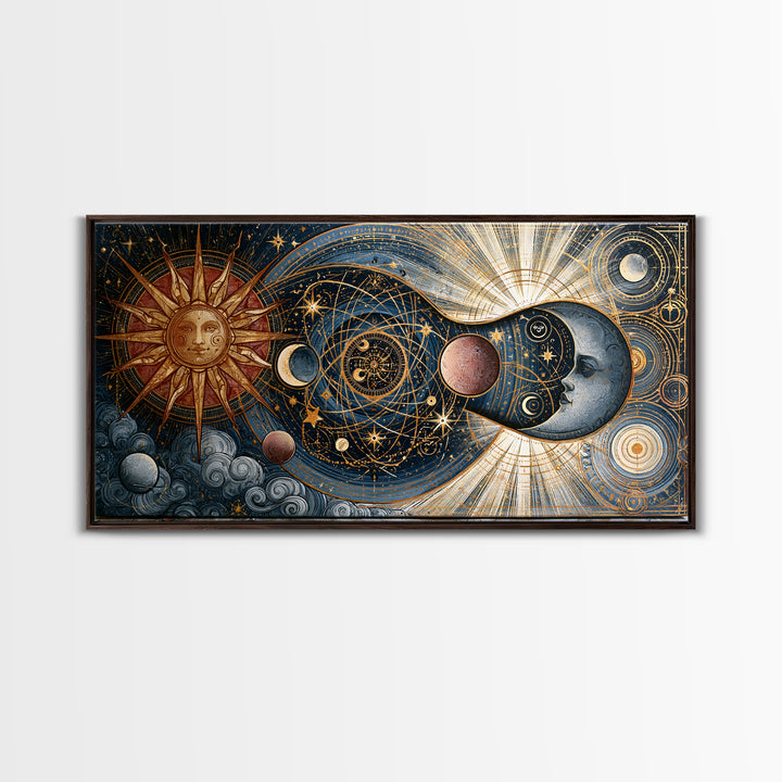 Sun and Moon Spiritual Balance Composition Canvas Print, Spiritual Art, Art Prints, Living Room Decor, Fine Art, Spirit, SPI-2x1-52