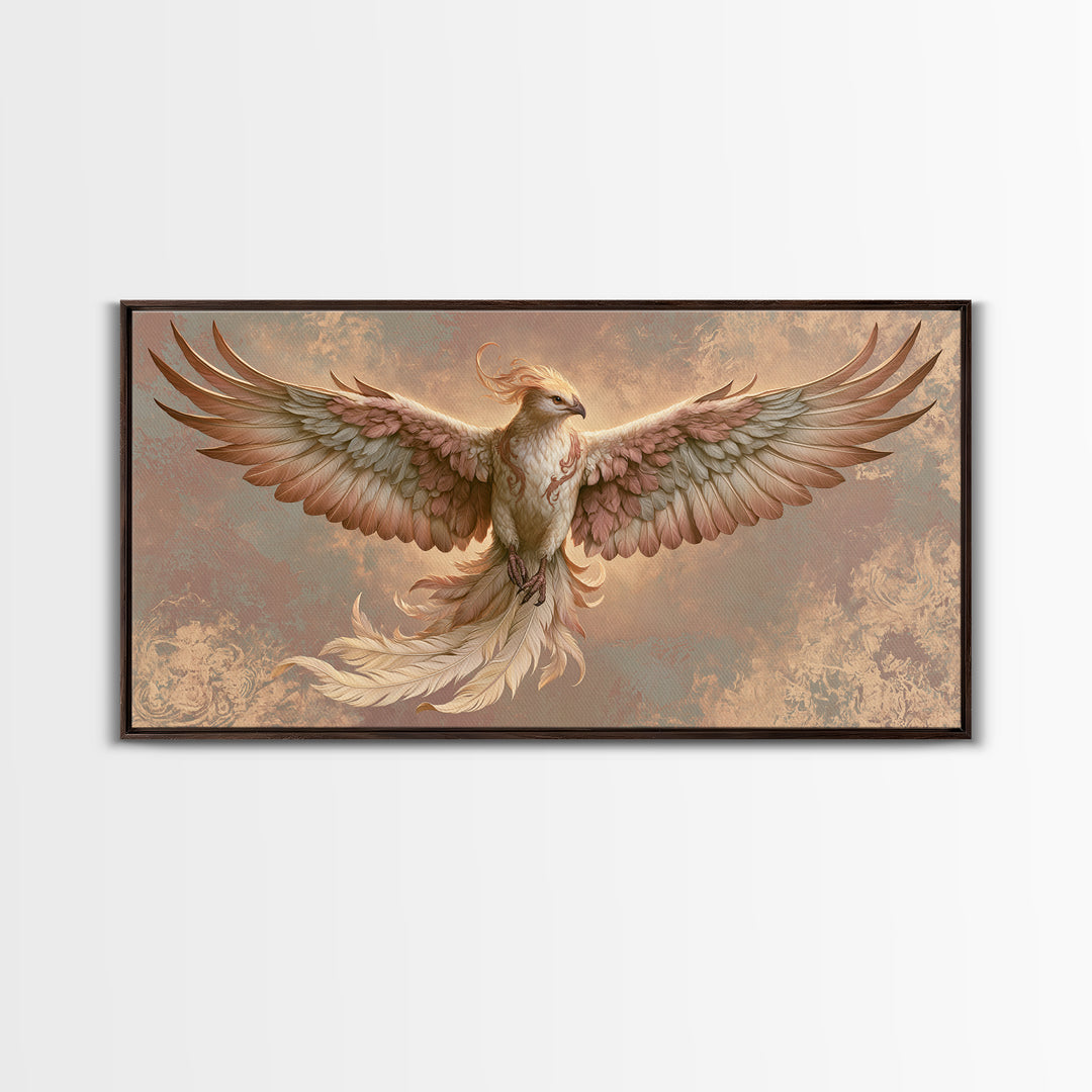 Phoenix Rising as Renewal Symbol Framed Canvas Print, Spiritual Art, Fine Art Print, Living Room Decor, Fine Art, Spirit, SPI-2x1-79