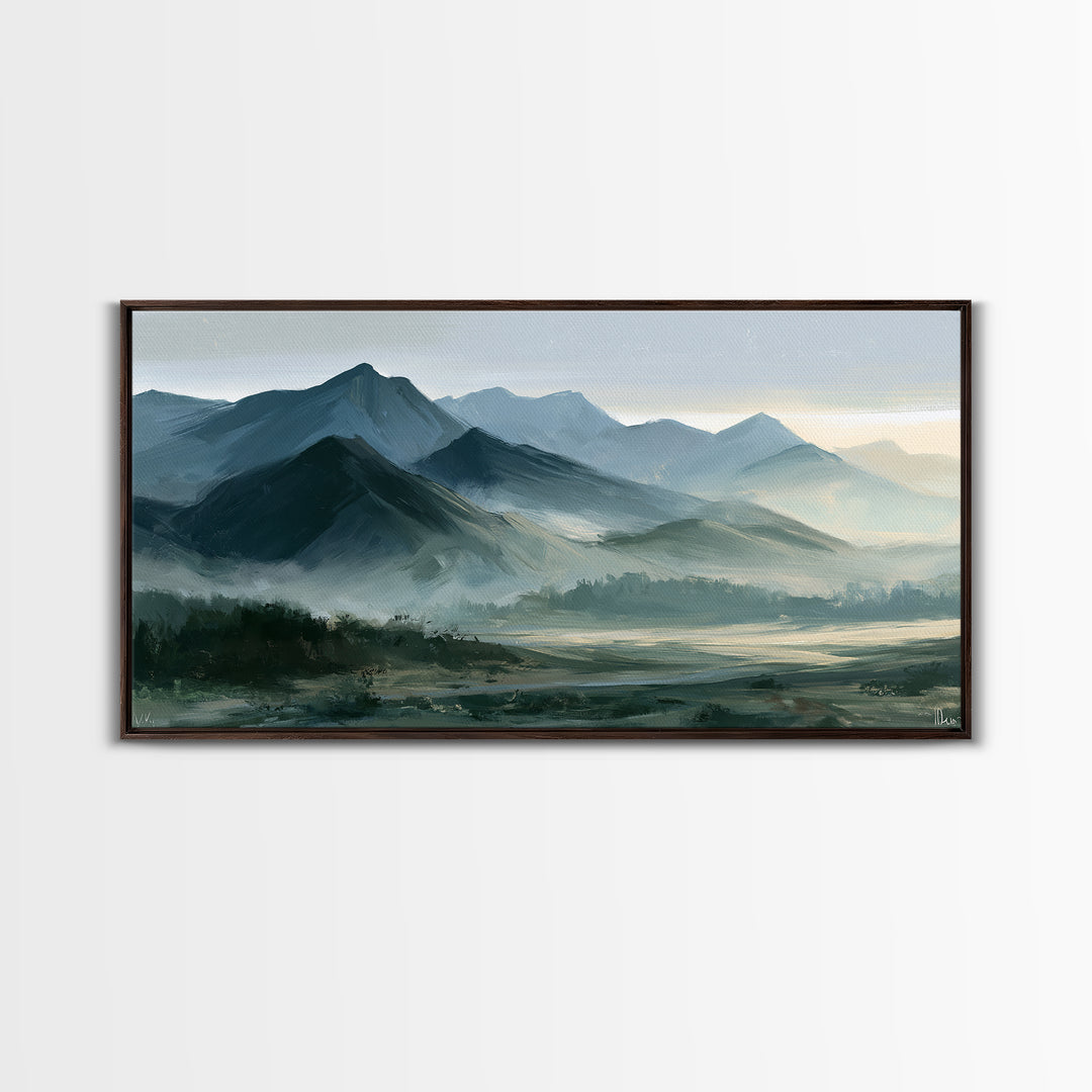 Mountain Sunrise as Awakening Symbol Canvas Print, Spiritual Art, Gallery Decor, Living Room Decor, Oil Painting, Spirit, SPI-2x1-89