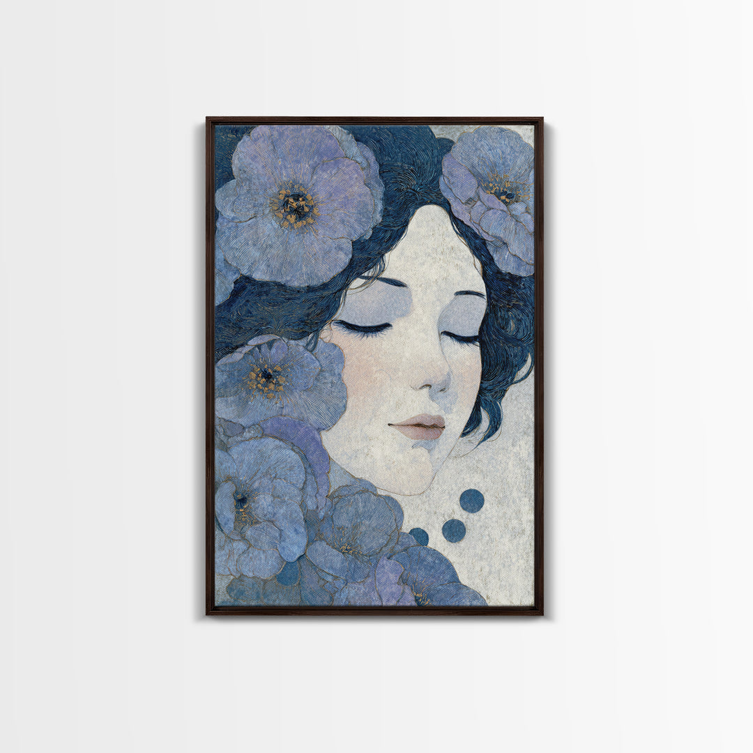 Lotus and Koi Framed Canvas Print, Spiritual Art, Digital Art, Living Room Decor, Abstract Art, Spirit, Funky Wall Art, SPI-2x3-26