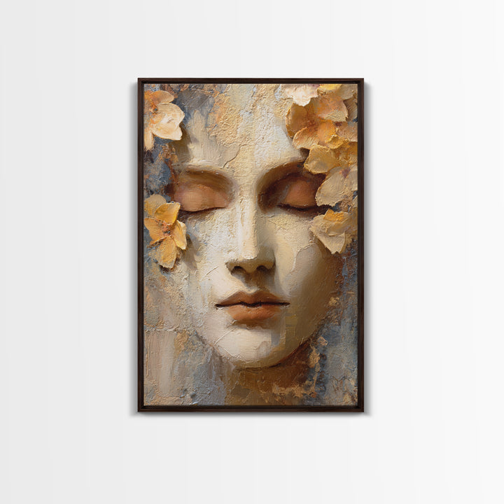 Third Eye Symbol Surrounded by Flowers Framed Canvas Print, Spiritual Art, Digital Print, Living Room Decor, Fine Art, Spirit, SPI-2x3-38