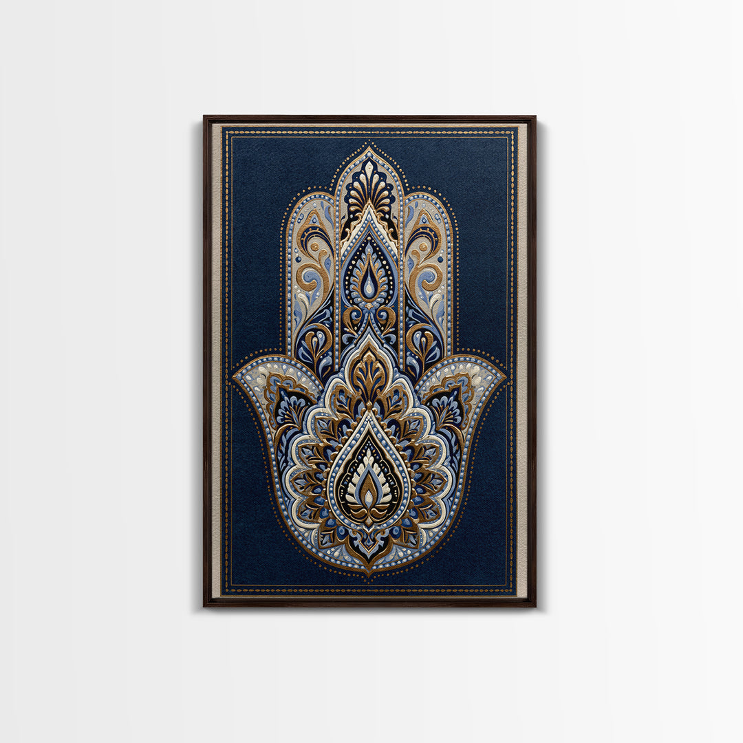 Protective Hand Motif Framed Canvas Print, Spiritual Art, Gallery Decor, Living Room Decor, Fine Art, Spirit, Poster, SPI-2x3-55