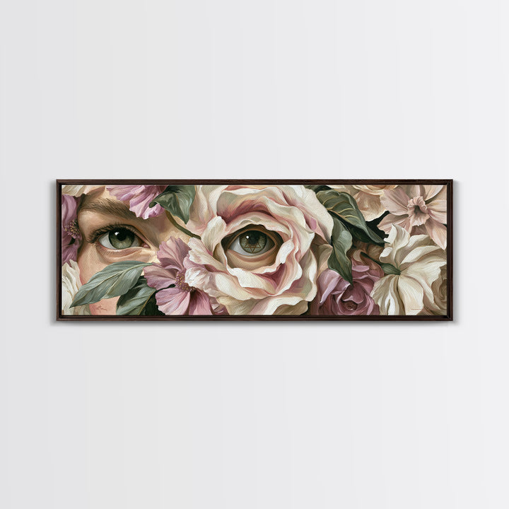 Third Eye Symbol Surrounded by Flowers Canvas Print, Spiritual Art, Art Prints, Living Room Decor, Spirit, Abstract Wall Art, SPI-3x1-22