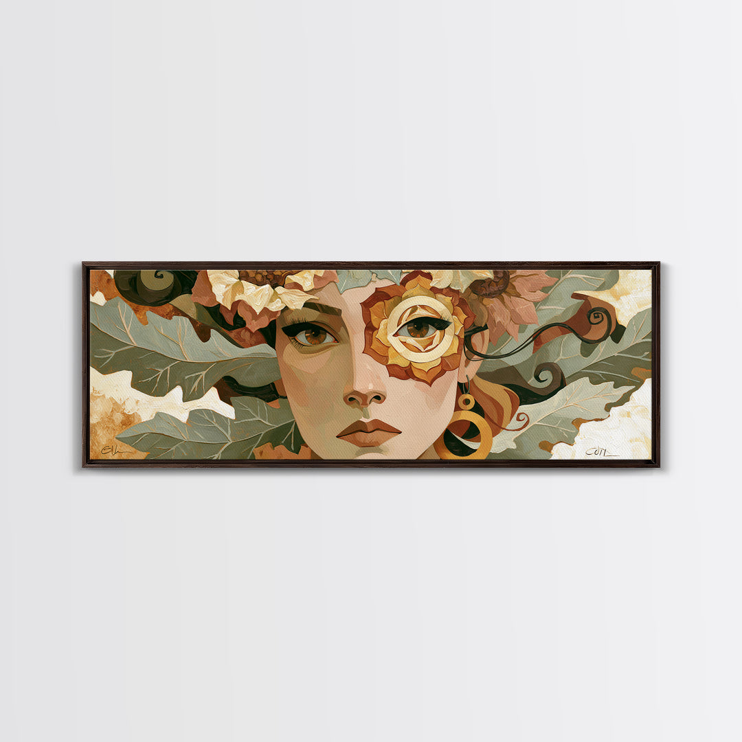Chakra Inspired Figure in Soft Colors Framed Canvas Print, Spiritual Art, Art, Living Room Decor, Oil Painting, Spirit, SPI-3x1-23