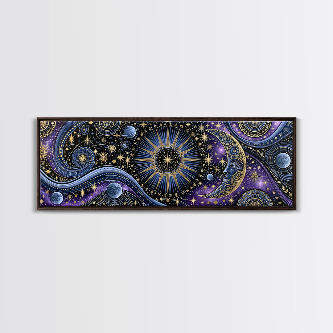 Sun and Moon Spiritual Balance Composition Canvas Print, Spiritual Art, Wall Art, Living Room Decor, Fine Art, Spirit, SPI-3x1-48