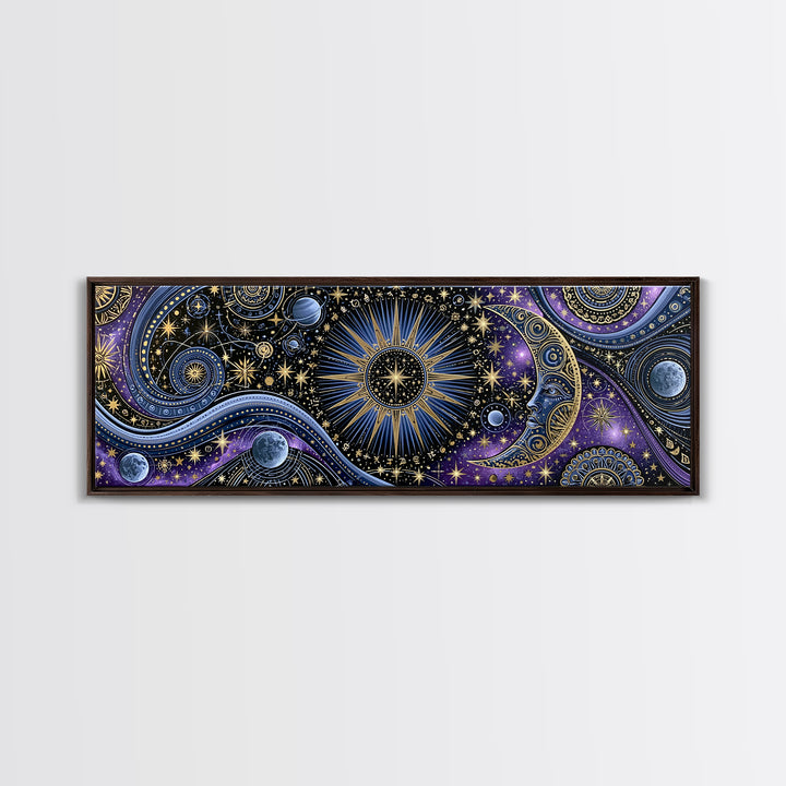 Sun and Moon Spiritual Balance Composition Canvas Print, Spiritual Art, Wall Art, Living Room Decor, Fine Art, Spirit, SPI-3x1-48