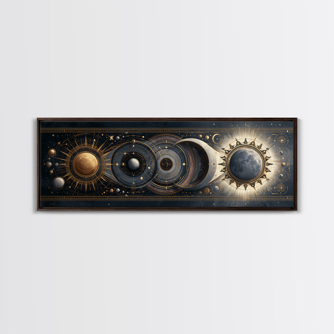 Sun and Moon Spiritual Balance Composition Canvas Print, Spiritual Art, Wallart, Living Room Decor, Fine Art, Spirit, SPI-3x1-96