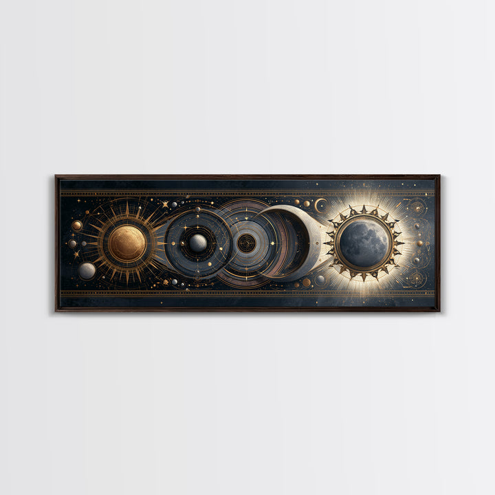 Sun and Moon Spiritual Balance Composition Canvas Print, Spiritual Art, Wallart, Living Room Decor, Fine Art, Spirit, SPI-3x1-96
