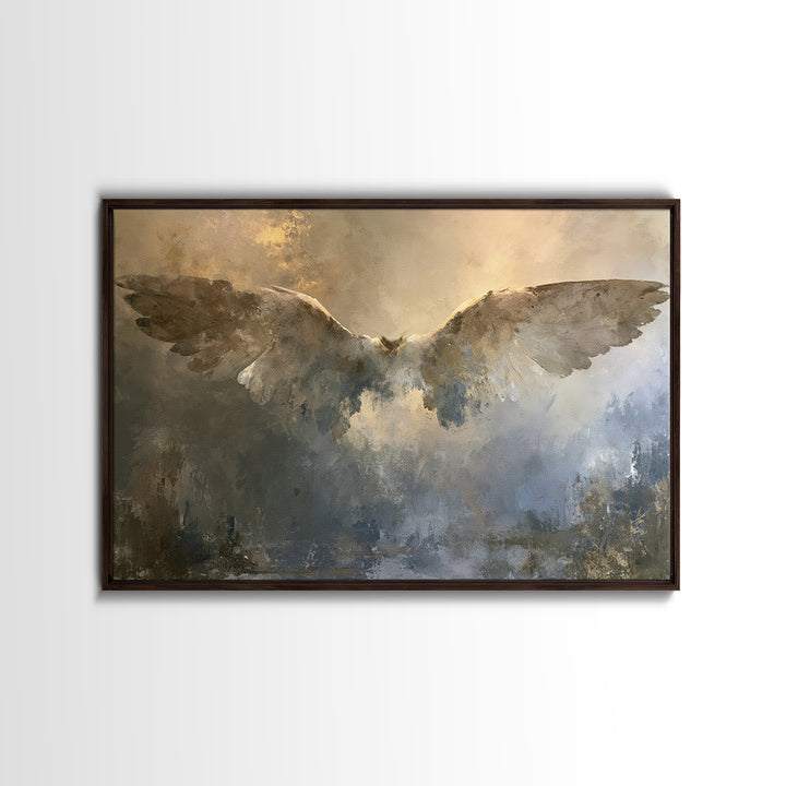 Angel Wings Emerging from Warm Light Canvas Print, Spiritual Art, Art Prints, Living Room Decor, Spirit, Abstract Wall Art, SPI-3x2-29