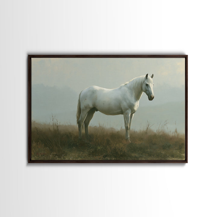 White Horse in Misty Sacred Landscape Canvas Print, Spiritual Art, Kids Room Art, Living Room Decor, Fine Art, Spirit, SPI-3x2-38