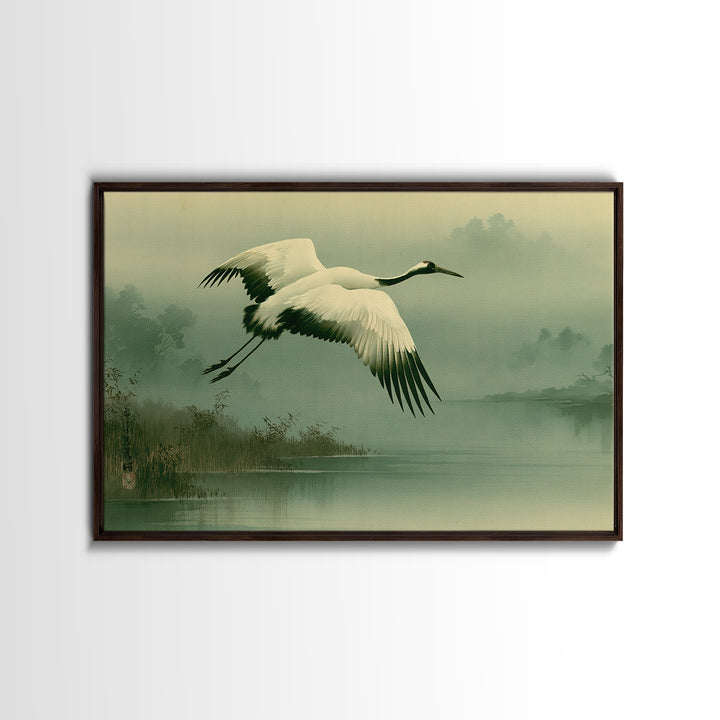 White Crane Flying Canvas Print, Spiritual Art, Fine Art Print, Living Room Decor, Fine Art, Spirit, Digital Prints, Art Prints, SPI-3x2-4