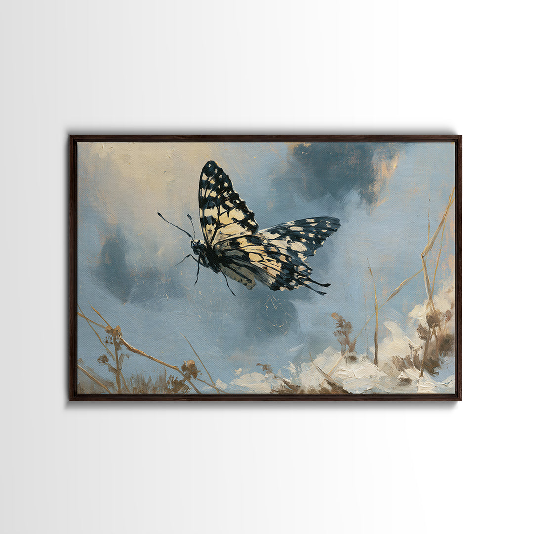 Butterfly Transformation Scene Canvas Print, Spiritual Art, Minimalist Wall Art, Living Room Decor, Abstract Art, Spirit, SPI-3x2-43