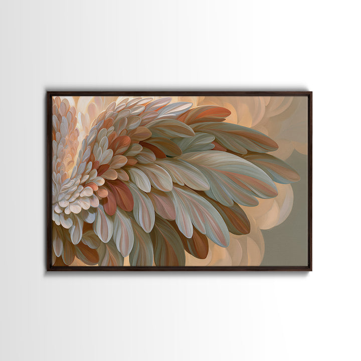 Angel Wings Emerging from Warm Light Framed Canvas Print, Spiritual Art, Christian Wall Art, Living Room Decor, Spirit, SPI-3x2-77
