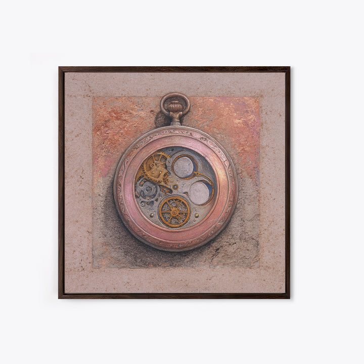 Gear Filled Pocket Watch Framed Canvas Print, Steampunk Art, Gallery Decor, Living Room Decor, Fine Art, Mechanic, Wall Art, STE-1x1-32